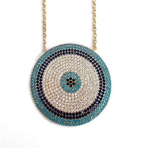 Big Blue Evil Eye Necklace in